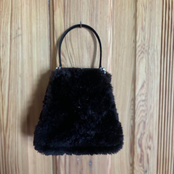 Vintage Judith Leiber Black Shearling Wool Fur Clutch Evening Bag Purse Handbag - Picture 3 of 6